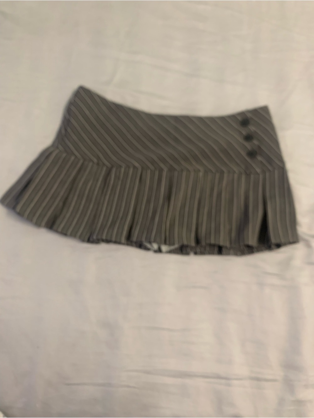 Striped Pleated Mini Skirt in Charcoal Gray